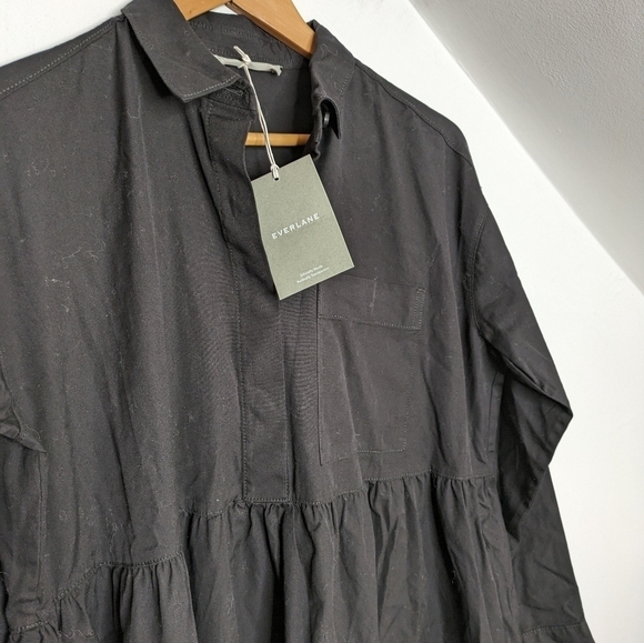 EVERLANE Black Long Sleeve Cotton Field Mini Dress with Pockets NEW Size M - Picture 5 of 5